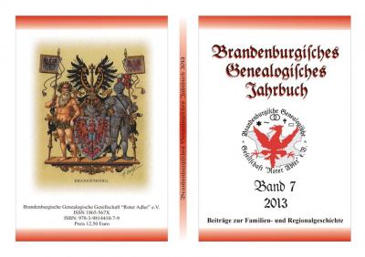 Brandenburgisches Genealogisches Jahrbuch (BGJ) / Brandenburgisches Genealogisches Jahrbuch 2013 
